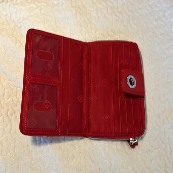 Vera Bradley Red Microfiber Turnlock Wallet - Picture 3 of 9